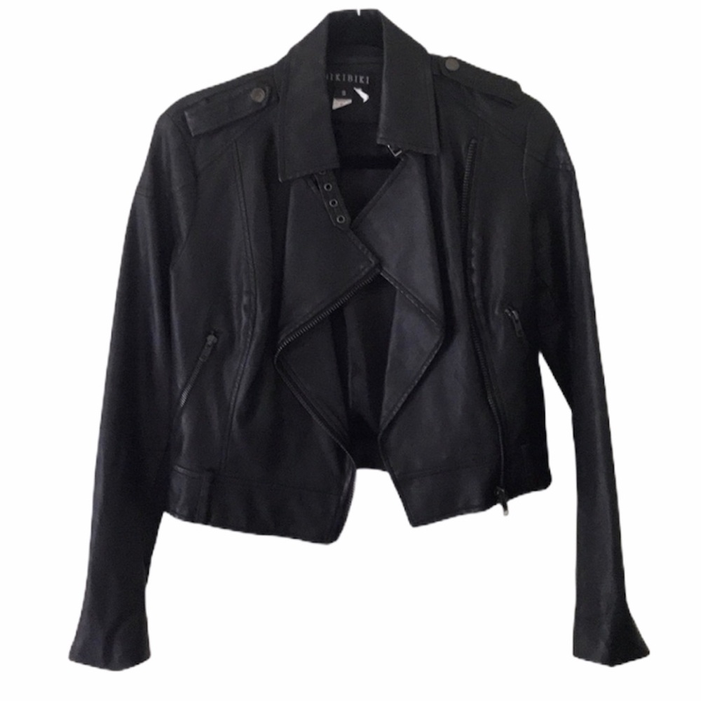Nikibiki Vegan black leather jacket small